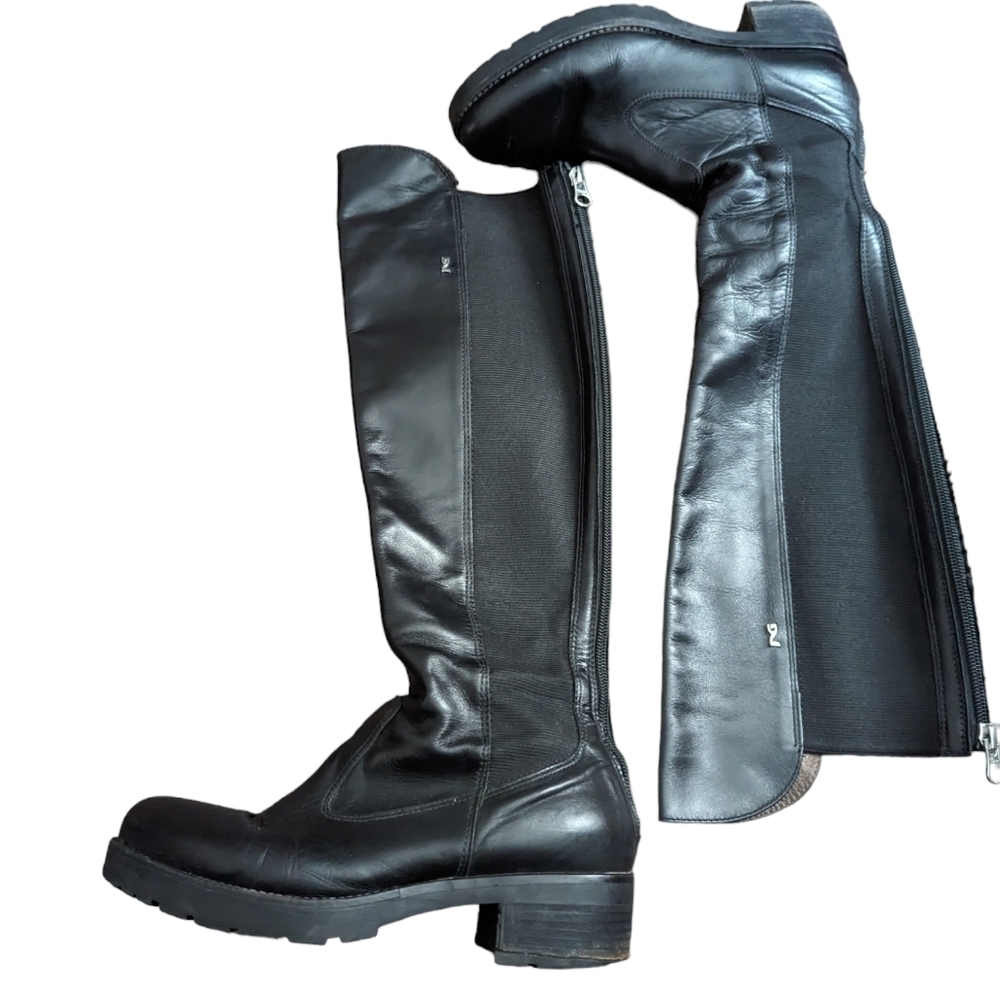 Nero Giardini Womens Black Italian Leather Knee High Boots
